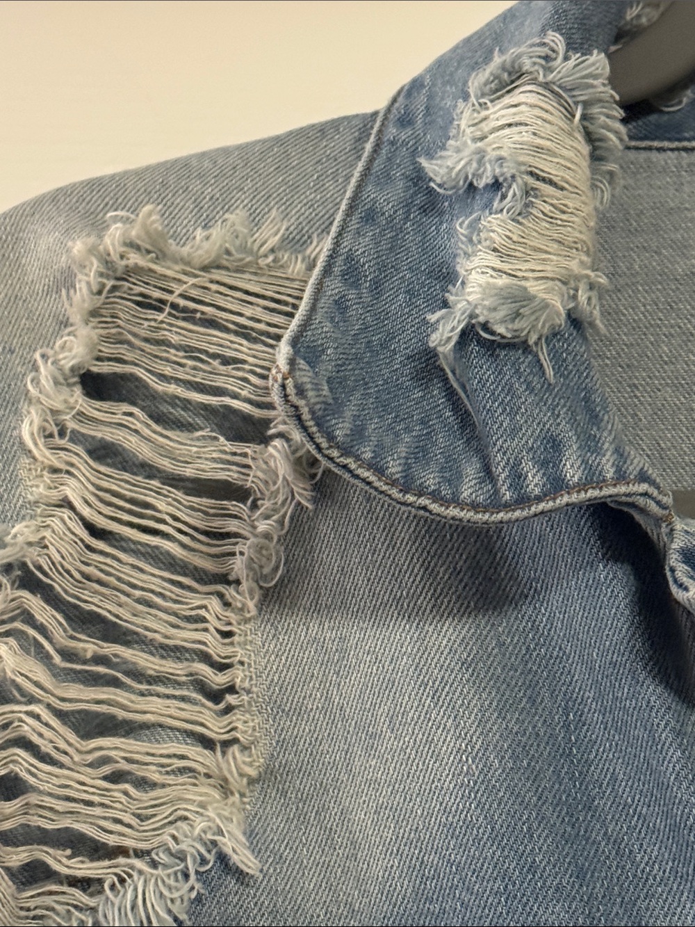 Distressed Light Blue Denim Jacket - Picture 6 of 7